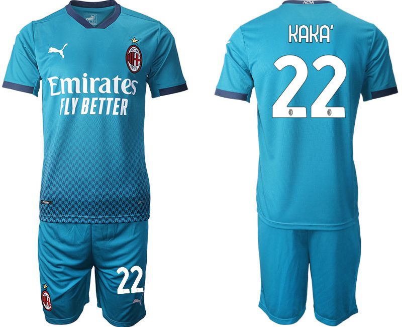 Men 2020-2021 club AC milan away #22 blue Soccer Jerseys